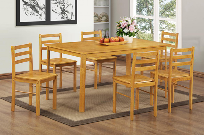 York Rubber Wood Dining Set With 6 Chairs - Click Image to Close